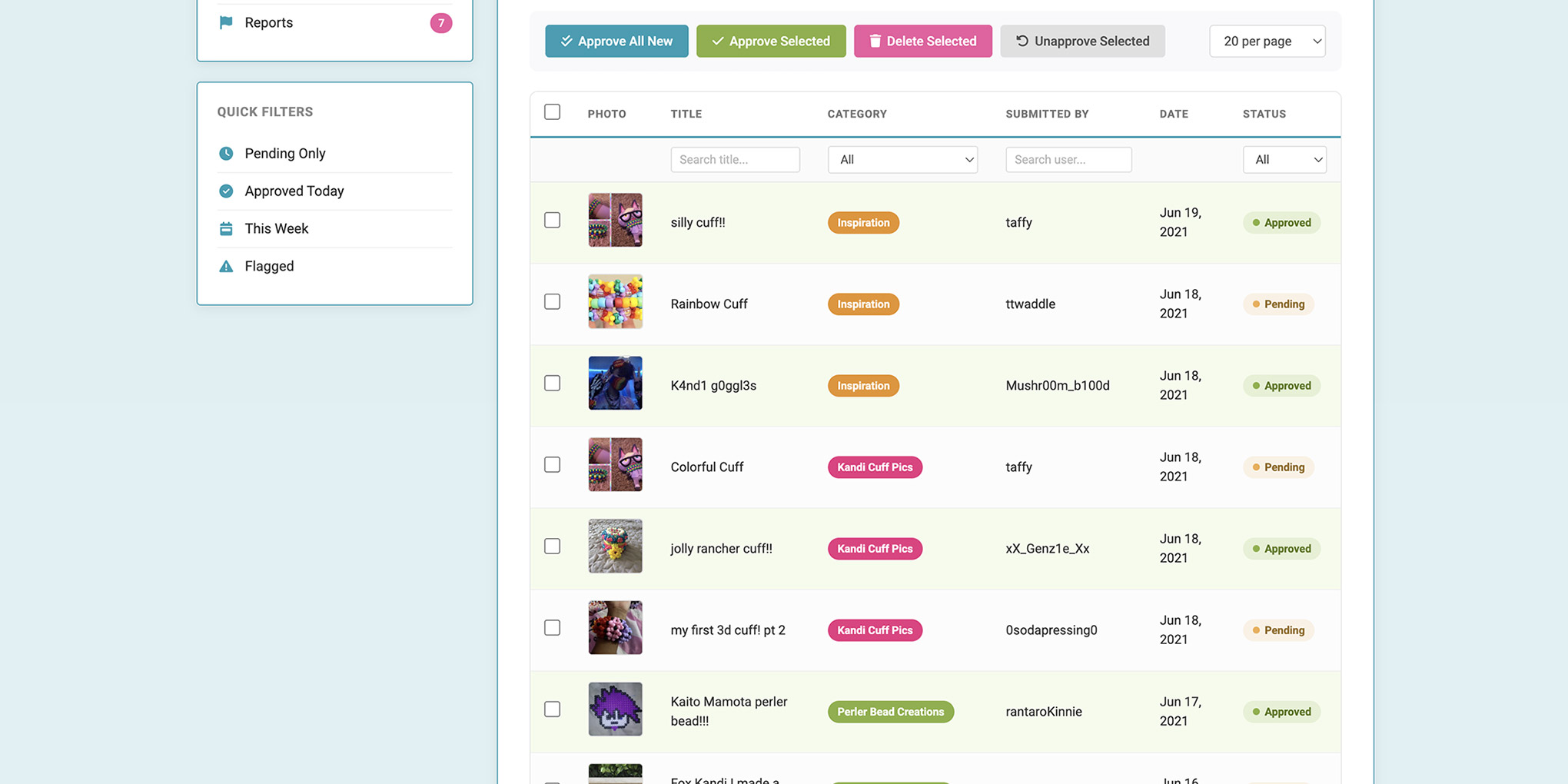 Photo moderation admin panel