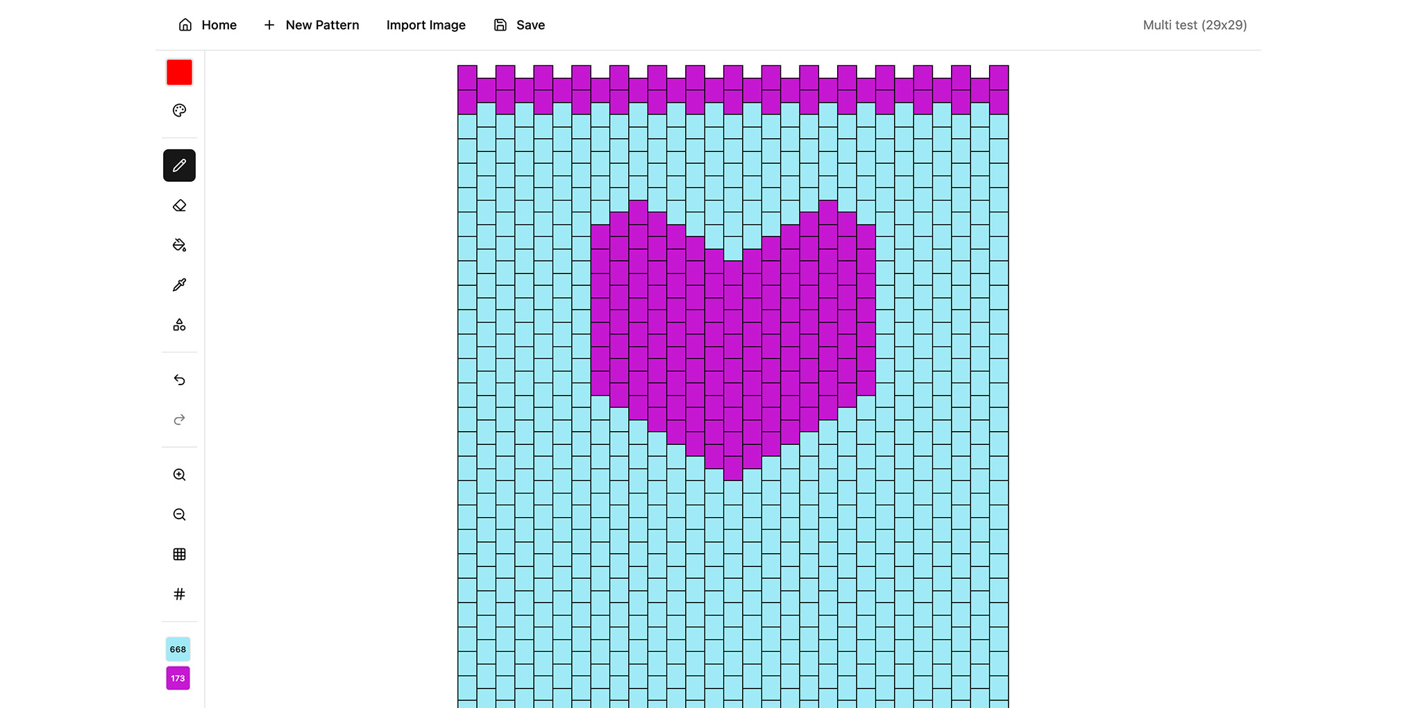Bead Pattern Maker interface showing a colourful bead grid