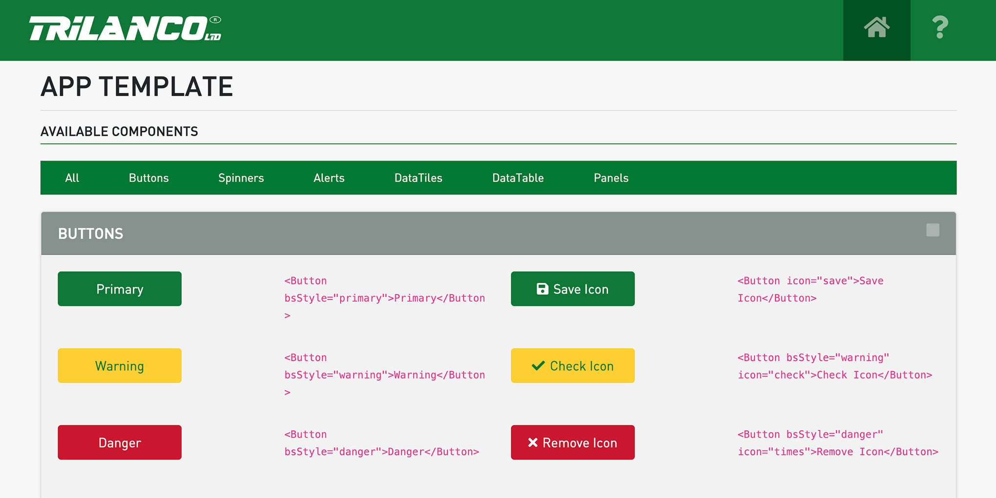 Trilanco App Components overview showing the component library