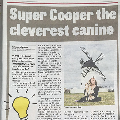 Blackpool Gazette article: Super Cooper the cleverest canine
