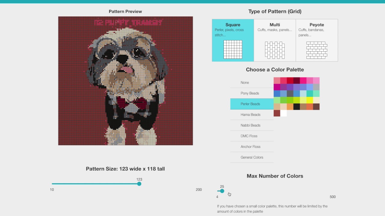 2016 React version generating a bead pattern